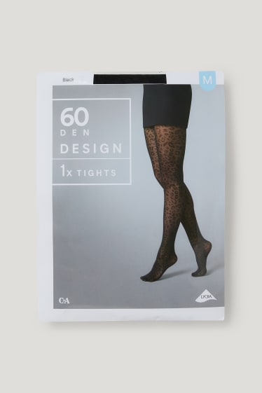 Dámské - Silonky - 60 DEN - se vzorem - černá