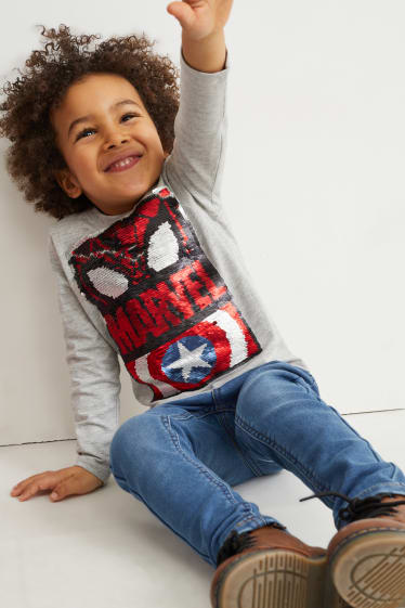 Toddler Boys - Marvel - tricou cu mânecă lungă - gri deschis melanj