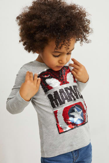 Toddler Boys - Marvel - tricou cu mânecă lungă - gri deschis melanj