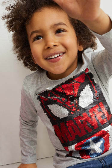 Toddler Boys - Marvel - tricou cu mânecă lungă - gri deschis melanj