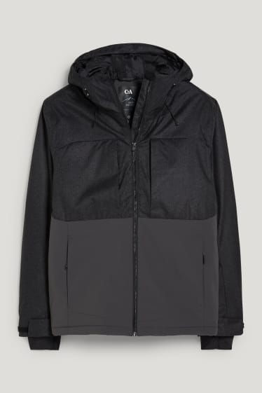 Pánské - Lyžařská bunda s kapucí - černá/šedá