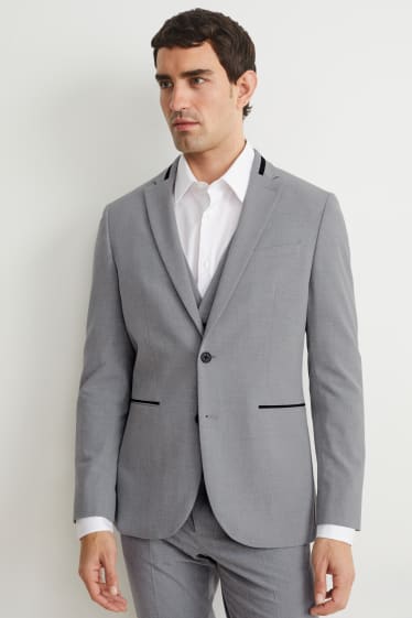 Pánské - Oblekové sako - slim fit - Flex - LYCRA® - světle šedá-žíhaná