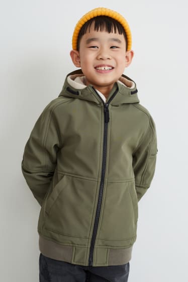 Kids Boys - Softshell jacket with hood - dark green