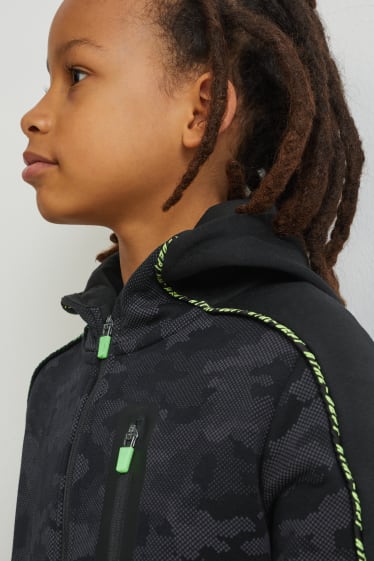 Garçons - Ensemble - sweat zippé et pantalon de jogging - 2 pièces - à motif - noir