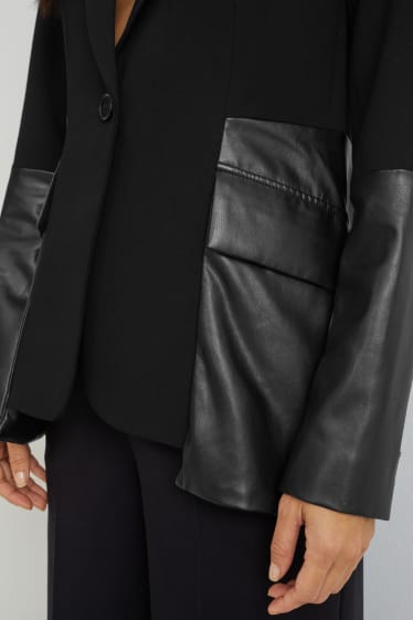 Damen - Blazer mit Schulterpolstern - schwarz