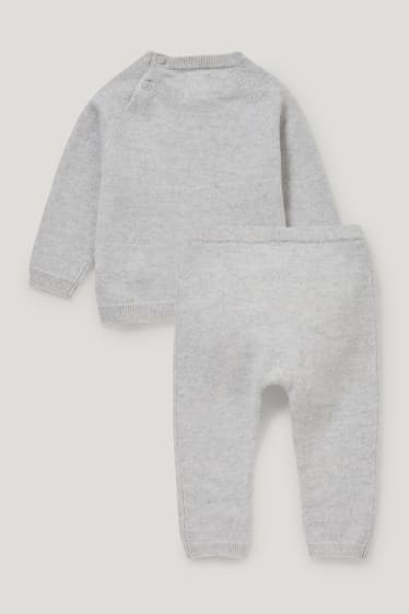 Exclusief online - Baby-outfit van kasjmier - 2-delig - licht grijs-mix