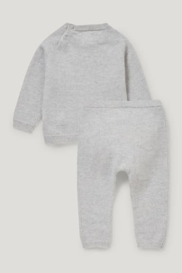Exclu web - Ensemble en cachemire pour bébé - 2 pièces - gris clair chiné