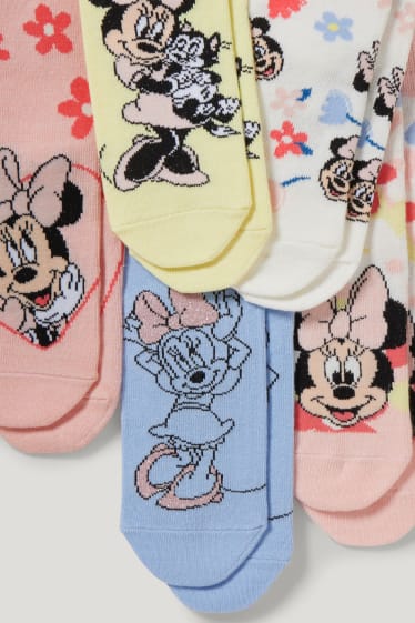 Filles - Lot de 5 paires - Minnie Mouse - chaussettes à motif - rose pâle / bleu clair