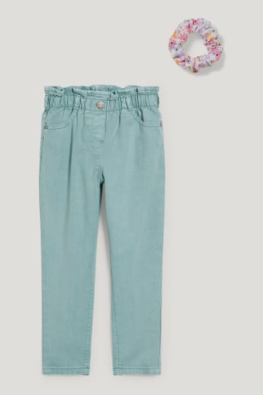 Toddler Girls - Set - Mom Jeans und Scrunchie - 2 teilig - hellblau
