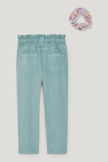 Toddler Girls - Set - Mom Jeans und Scrunchie - 2 teilig - hellblau