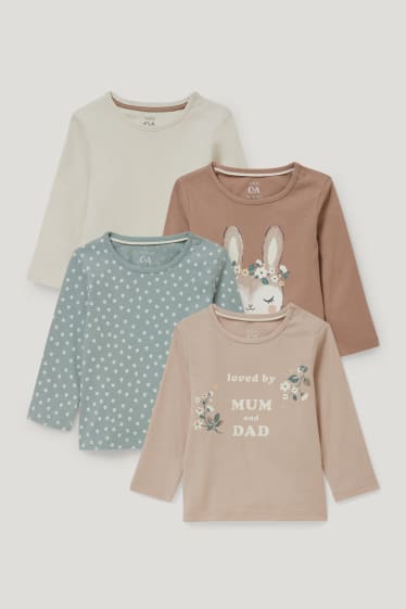 Exclu web - Lot de 4 - hauts à manches longues bébé - marron clair