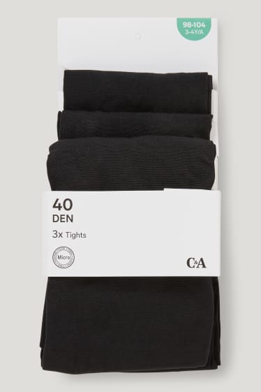 Filles - Lot de 3 paires - collants fins - 40 DEN - noir