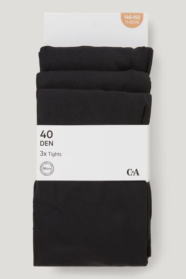 Dívčí - Multipack 3 ks - silonky - 40 DEN - černá