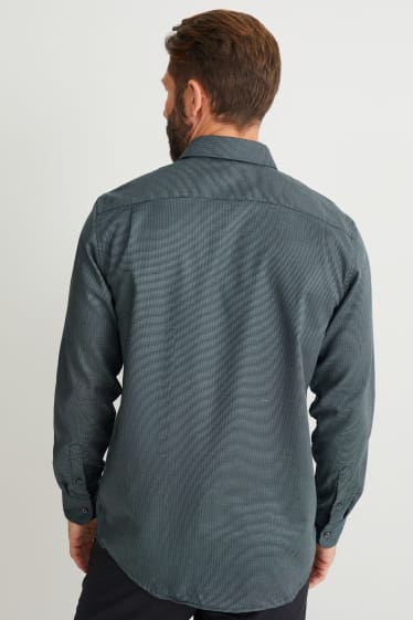Hommes - Chemise de bureau - coupe droite - col kent - facile à repasser - vert foncé