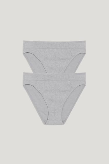 Donna - Confezione da 2 - slip - senza cuciture - LYCRA® - grigio melange