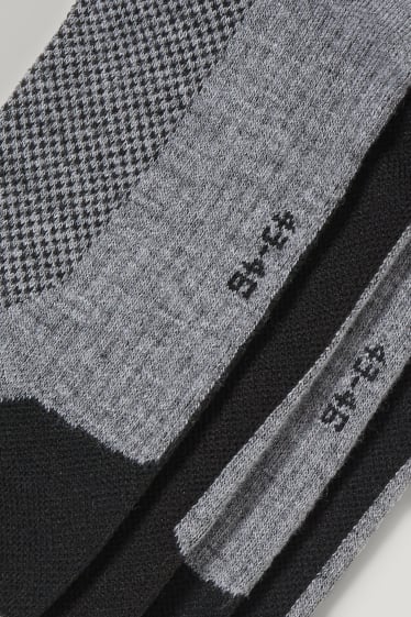 Hommes - Lot de 2 - socquettes de sport - gris clair chiné