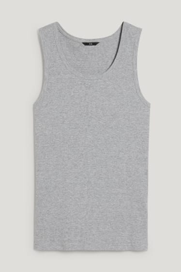 Herren - Tank Top - Doppelripp - hellgrau-melange