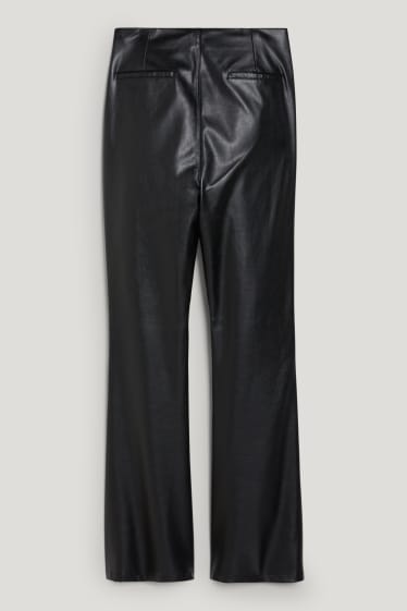 Femmes - Pantalon - high waist - flared - similicuir - noir