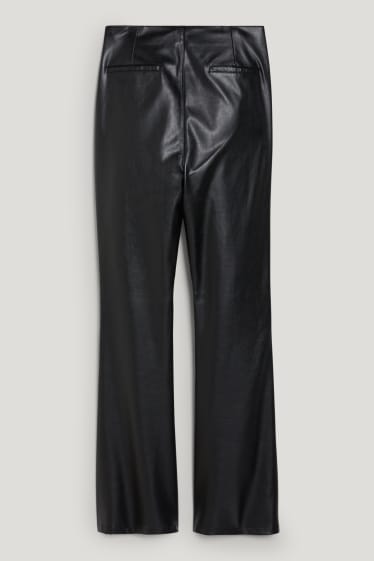 Femmes - Pantalon - high waist - flared - similicuir - noir