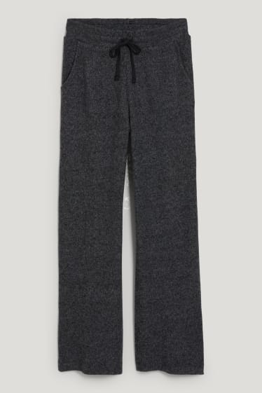 Femmes - Pantalon en maille - regular fit - matière recyclée - gris foncé