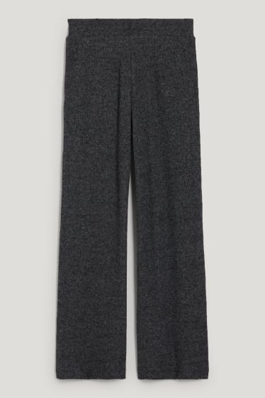 Femmes - Pantalon en maille - regular fit - matière recyclée - gris foncé