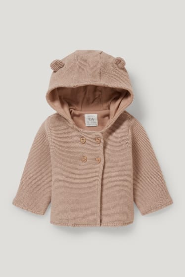 Esclusiva online - Cardigan neonati con cappuccio - beige