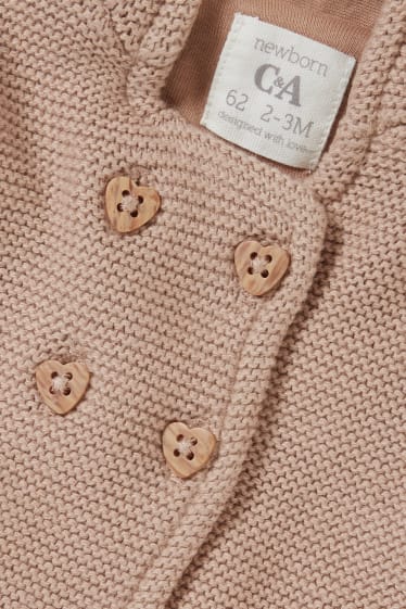 Exclusief online - Gebreid baby-vest met capuchon - beige