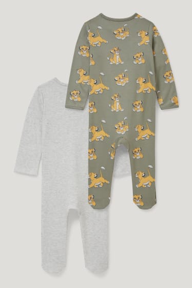 Baby Boys - Multipack of 2 - The Lion King - baby sleepsuit - light gray-melange