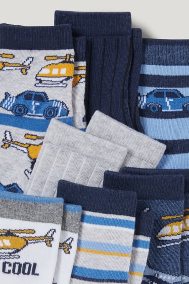 Toddler Boys - Multipack of 7 - helicopter and racing car - socks with motif - dark blue