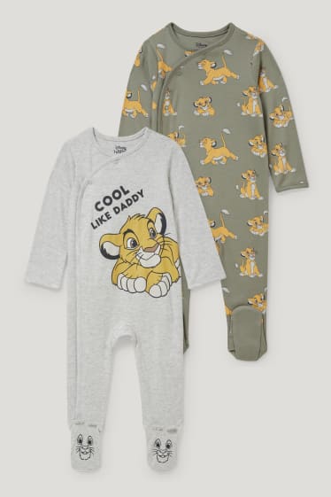 Baby Boys - Multipack of 2 - The Lion King - baby sleepsuit - light gray-melange