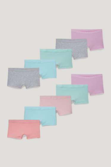Filles - Lot de 10 - caleçons - rose / turquoise