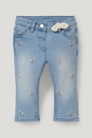 Baby Girls - Baby-spijkerbroek - gebloemd - jeanslichtblauw