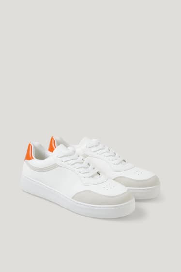 Mujer - Zapatillas deportivas - polipiel - blanco / naranja
