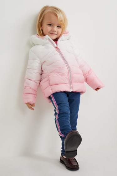Toddler Girls - Steppjacke mit Kapuze - weiß / rosa