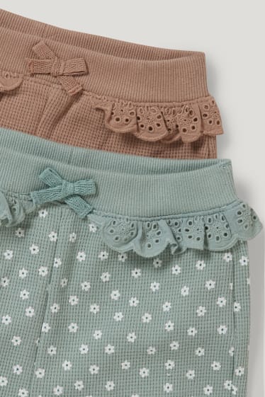 Baby Girls - Wielopak, 2 pary - niemowlęce spodnie dresowe - brązowy