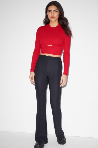 Online exclusive - CLOCKHOUSE - cropped long sleeve top - red