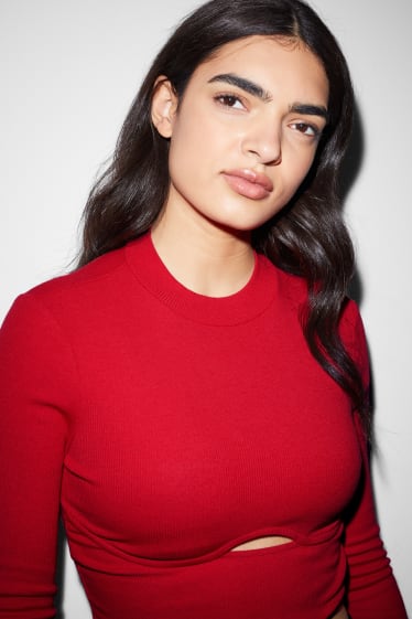 Online exclusive - CLOCKHOUSE - cropped long sleeve top - red