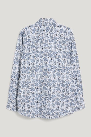 Hommes - Chemise de bureau - regular fit - col kent - facile à repasser - bleu clair