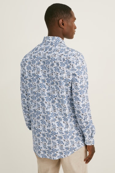 Hommes - Chemise de bureau - regular fit - col kent - facile à repasser - bleu clair