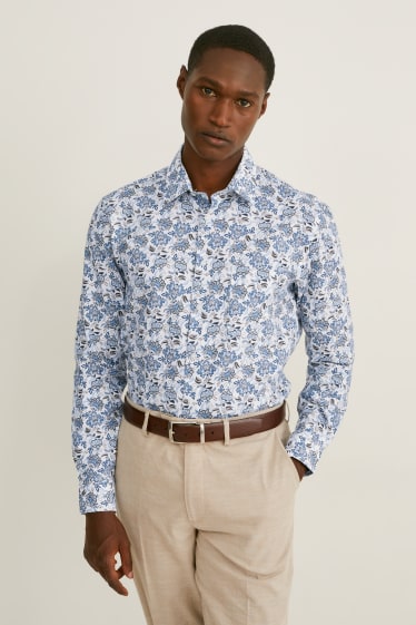 Uomo - Camicia business - regular fit - colletto all'italiana - facile da stirare - da materiali riciclati - azzurro
