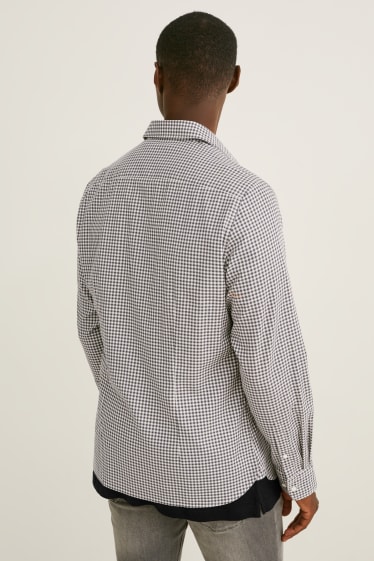 Heren - Overhemd - slim fit - cut away - Flex - LYCRA® - wit / zwart