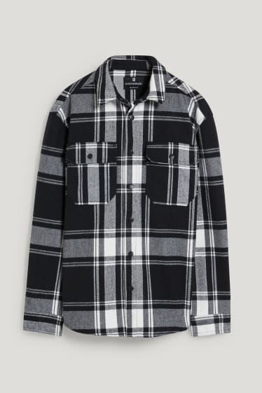 Clockhouse homme - CLOCKHOUSE - chemise - coupe relax - col kent - à carreaux - blanc / noir