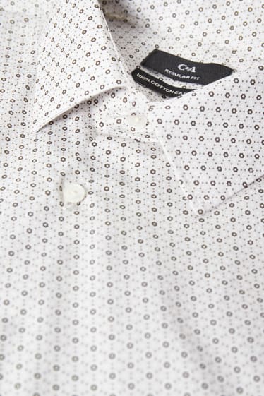 Herren - Businesshemd - Regular Fit - Kent - bügelleicht - weiß / beige