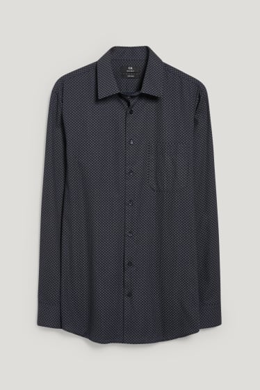 Uomo - Camicia business - regular fit - colletto all'italiana - facile da stirare - da materiali riciclati - grigio scuro