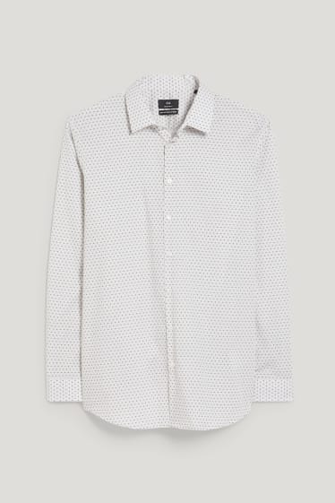 Herren - Businesshemd - Regular Fit - Kent - bügelleicht - weiß / beige