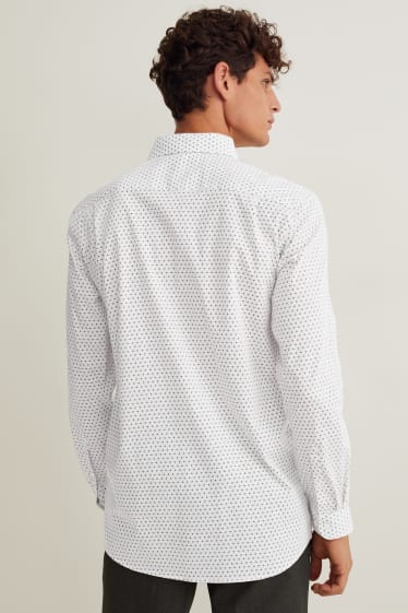 Herren - Businesshemd - Regular Fit - Kent - bügelleicht - weiß / beige