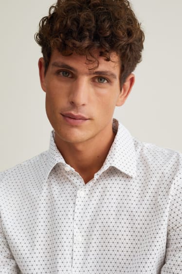 Herren - Businesshemd - Regular Fit - Kent - bügelleicht - weiß / beige