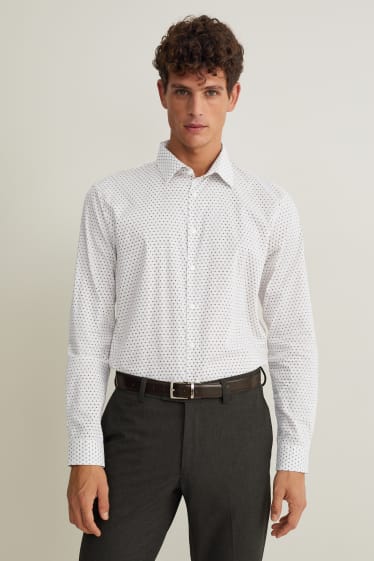 Herren - Businesshemd - Regular Fit - Kent - bügelleicht - weiß / beige