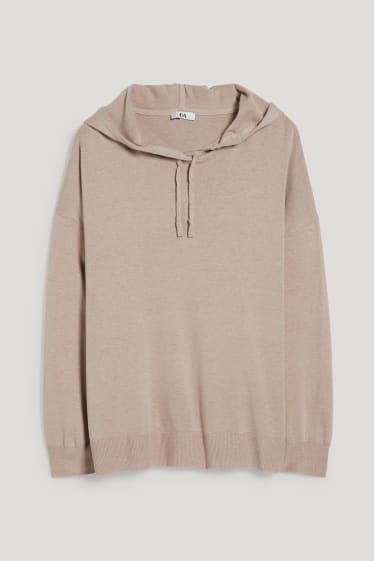 Women - Hooded jumper - taupe