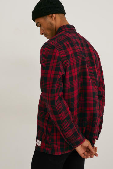 Bărbați - Jachetă tip cămașă - în carouri - roșu / negru
